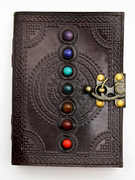 5 x 7 inch Chakra Stone Journal with semi precious chakra stones
